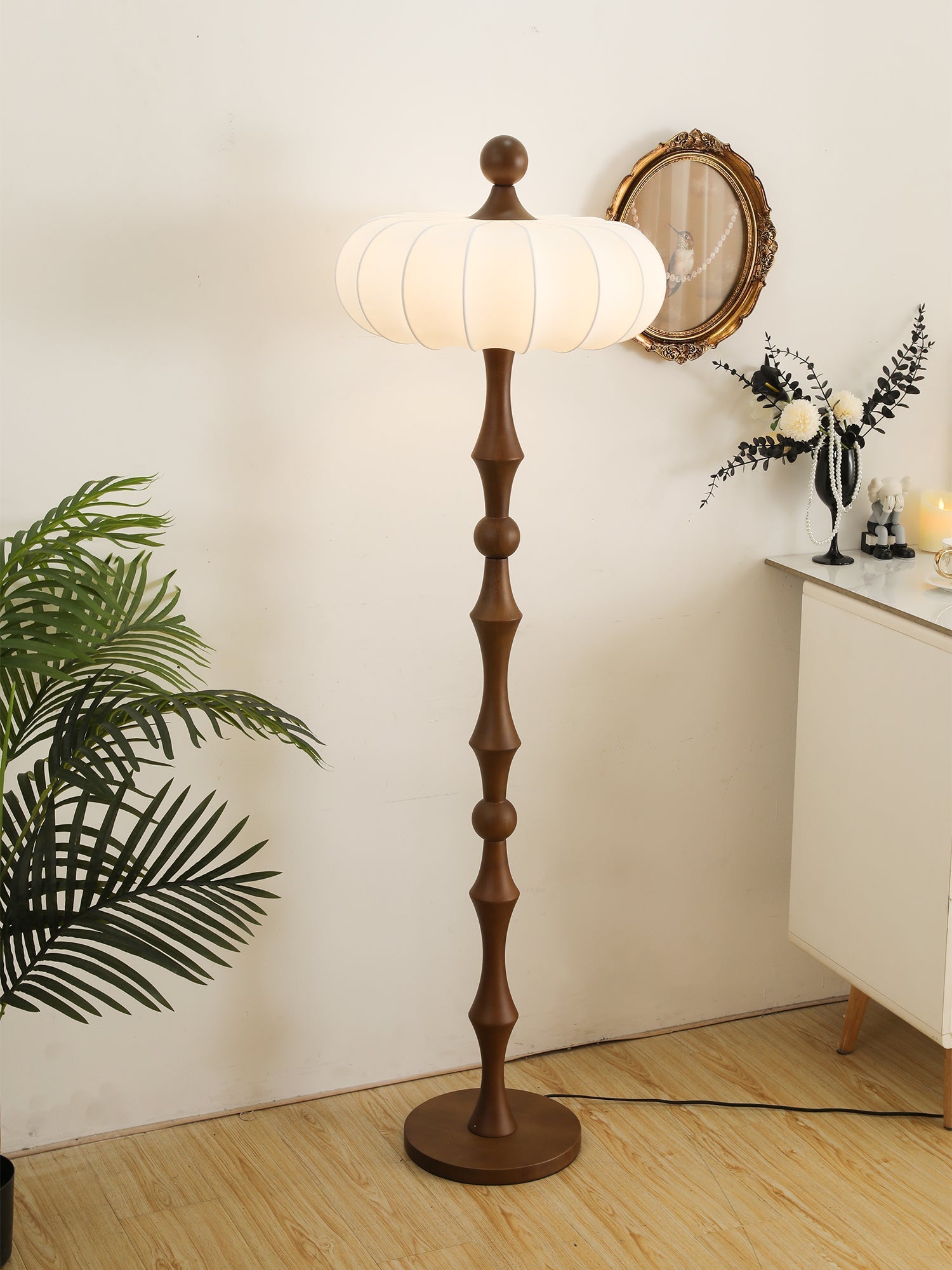 Caelis Wood Silk Floor Lamp-Neutral Decor