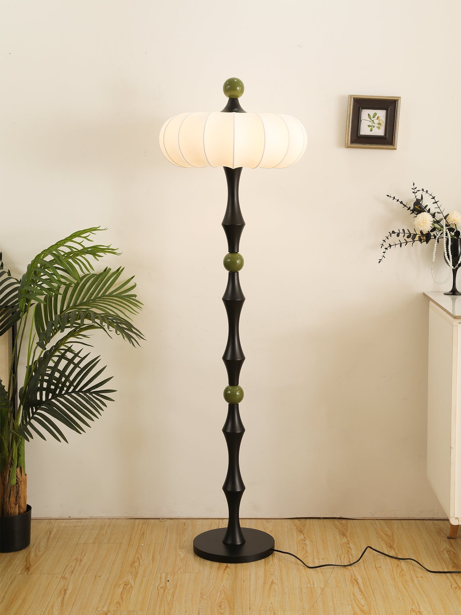 Caelis Wood Silk Floor Lamp-Neutral Decor