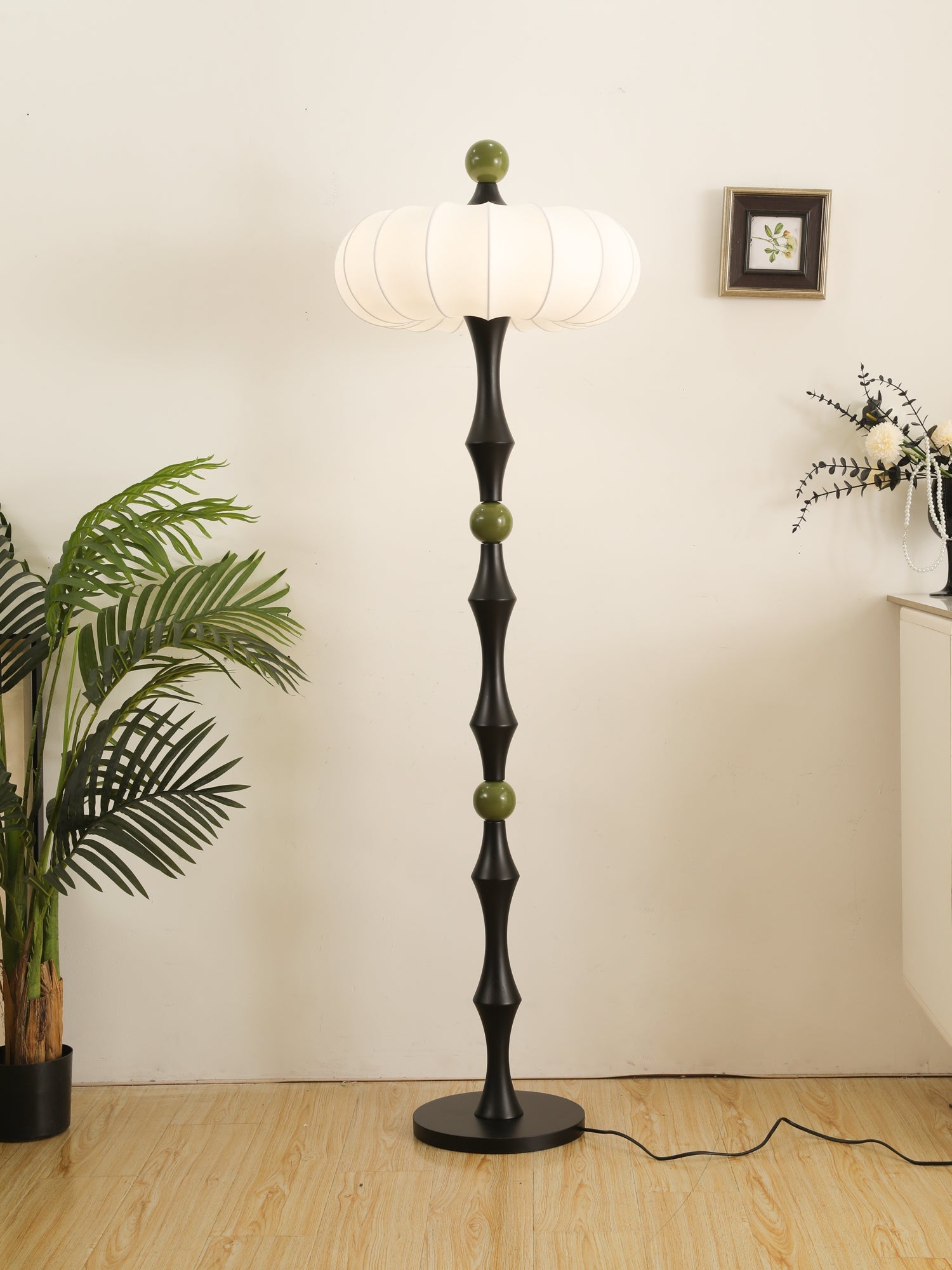 Caelis Wood Silk Floor Lamp-Neutral Decor
