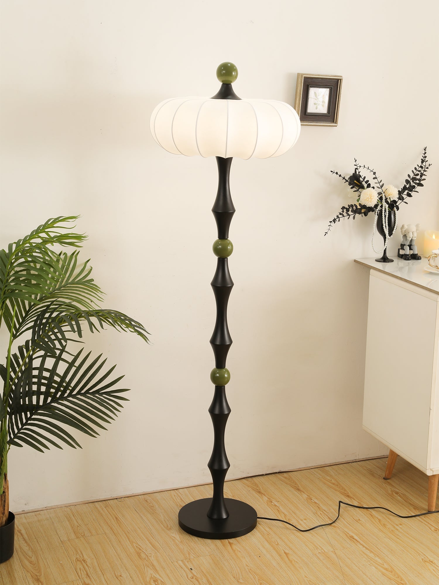 Caelis Wood Silk Floor Lamp-Neutral Decor