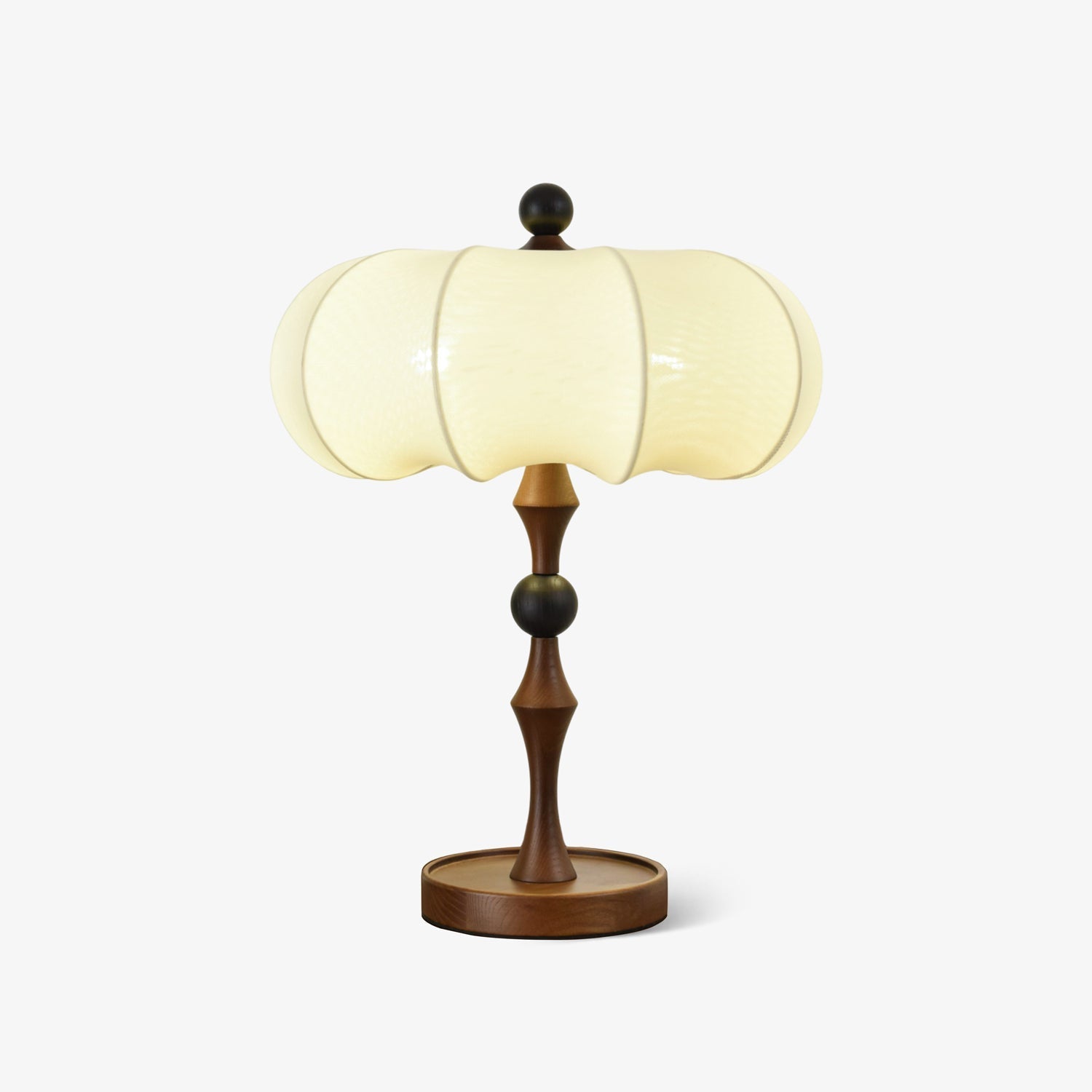 Lumae Wood & Fabric Retro Table Lamp-Neutral Decor