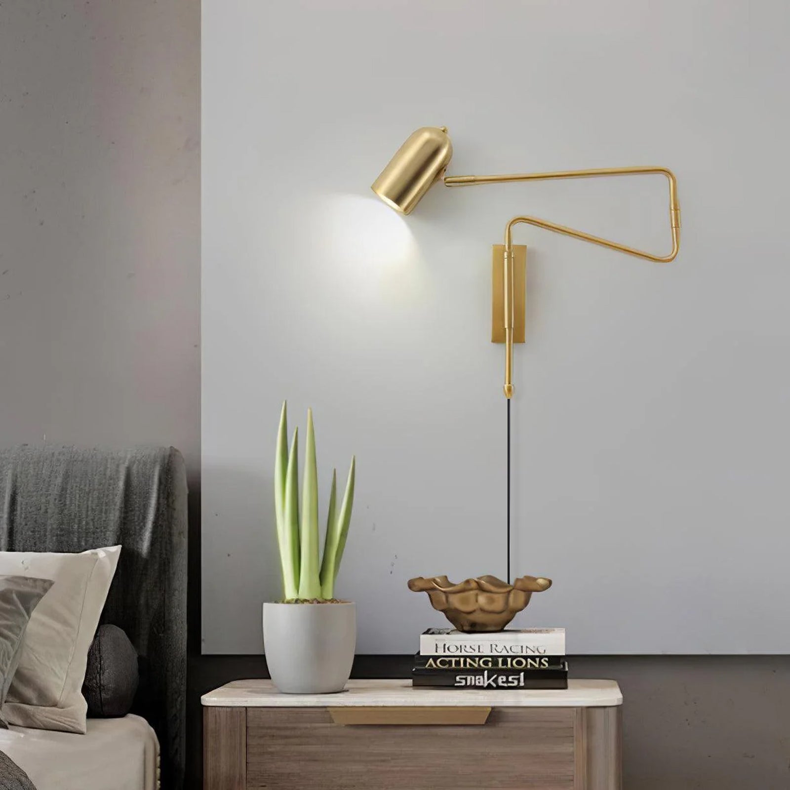 Nox Adjustable Arm Plug In Wall Lamp-Neutral Decor
