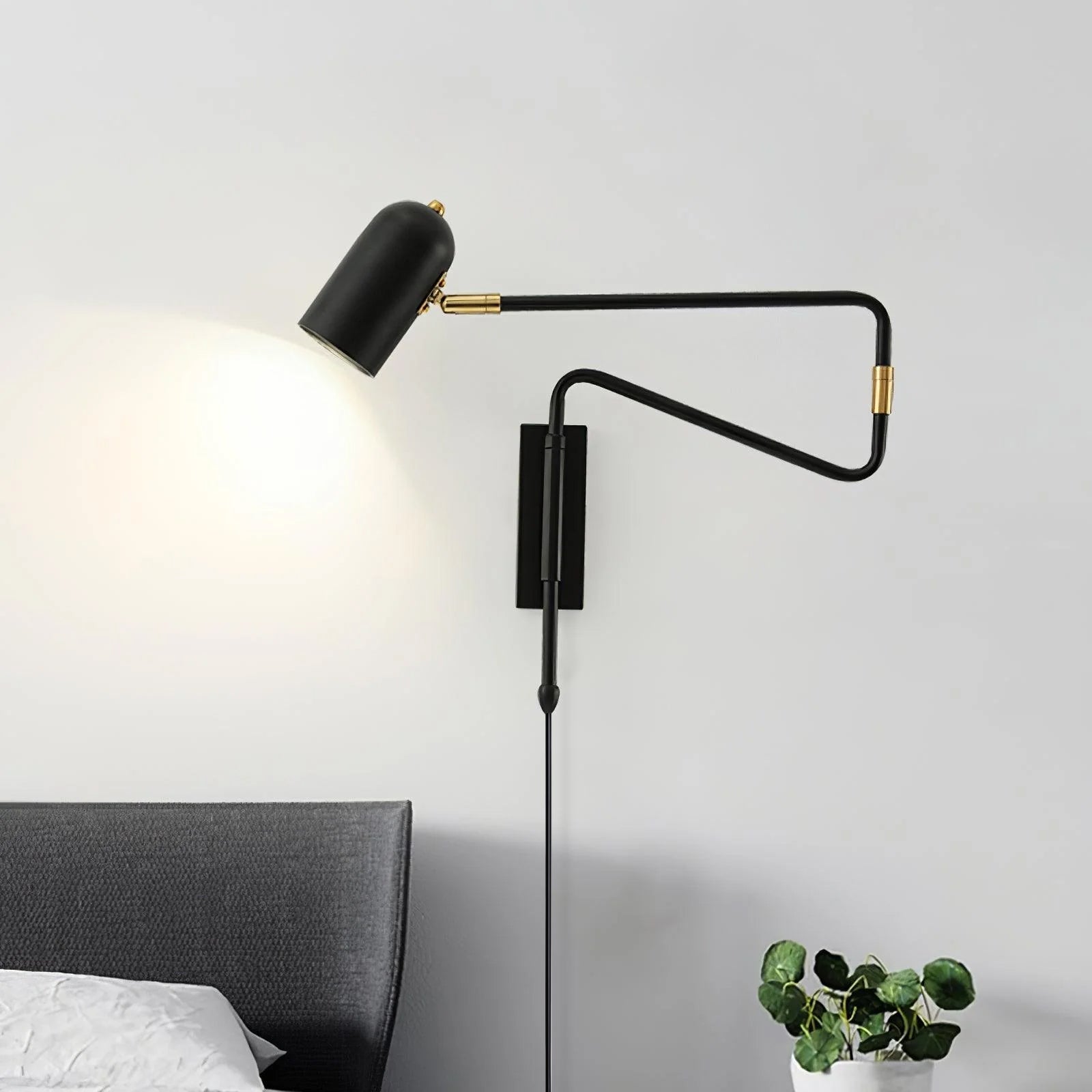 Nox Adjustable Arm Plug In Wall Lamp-Neutral Decor