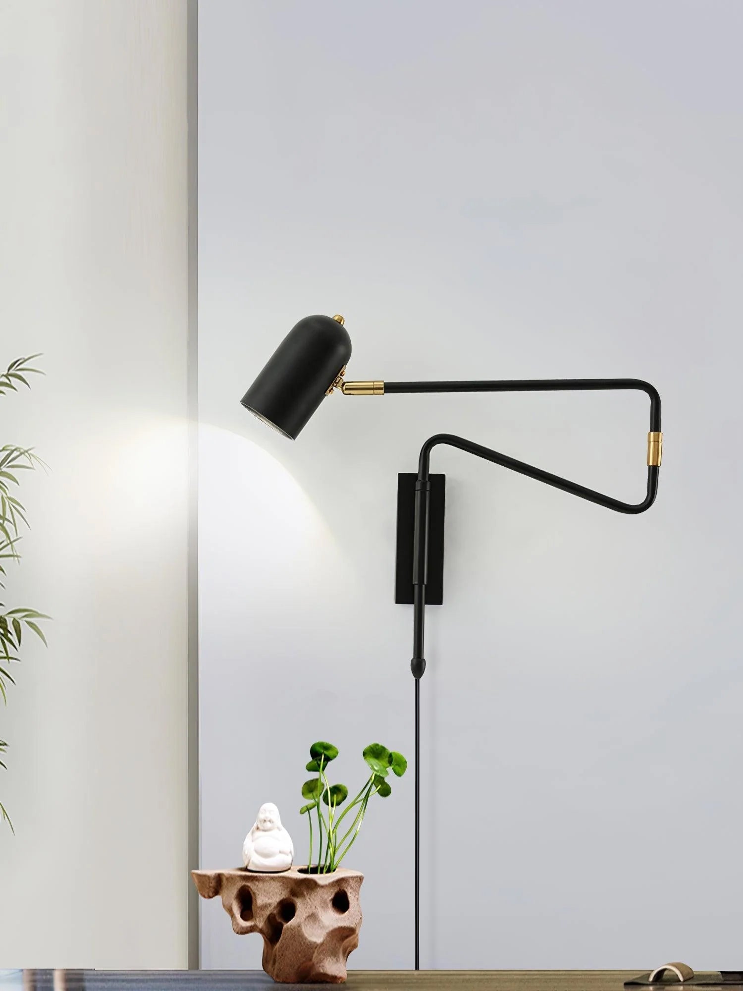 Nox Adjustable Arm Plug In Wall Lamp-Neutral Decor