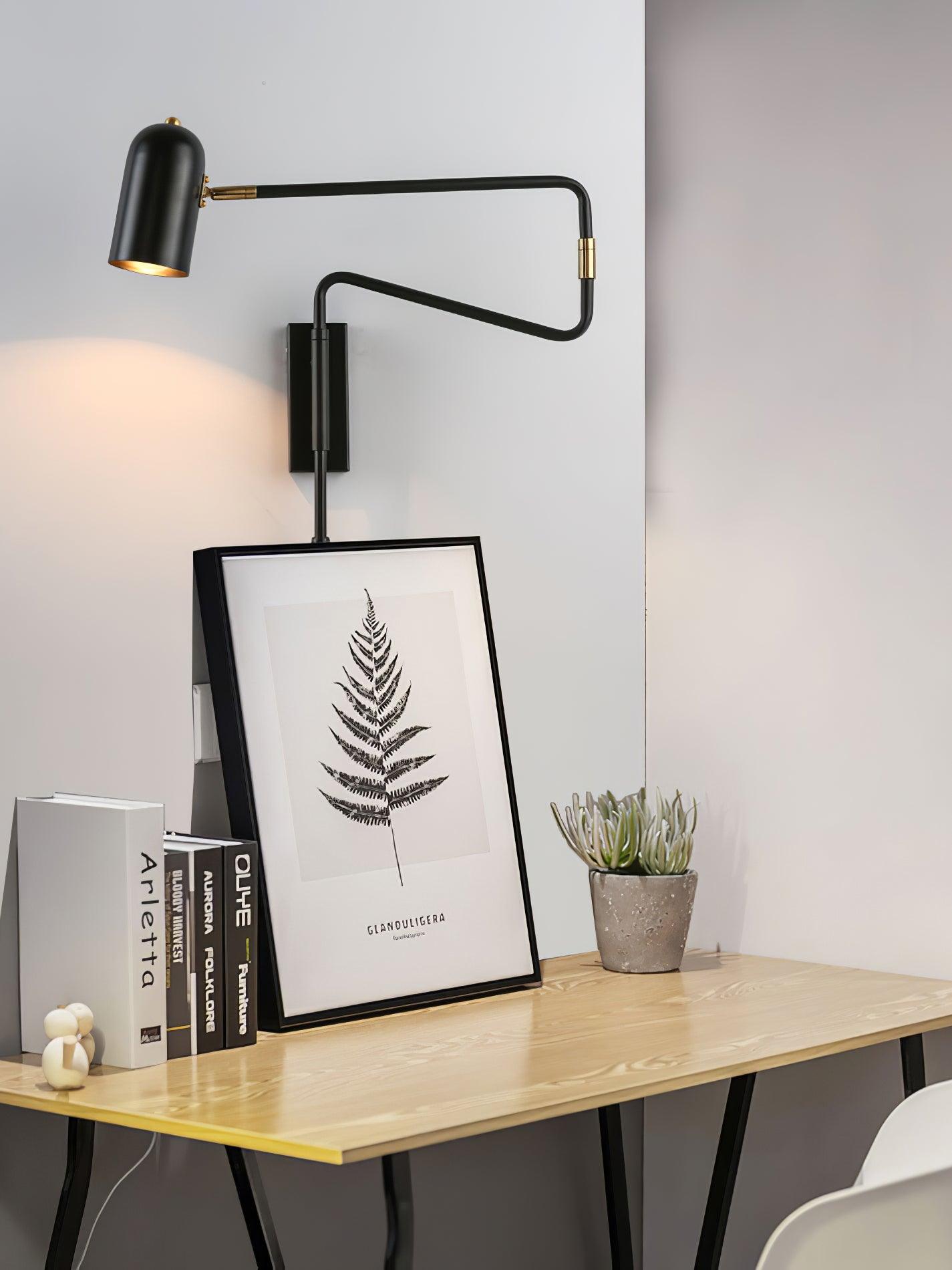 Nox Adjustable Arm Plug In Wall Lamp-Neutral Decor
