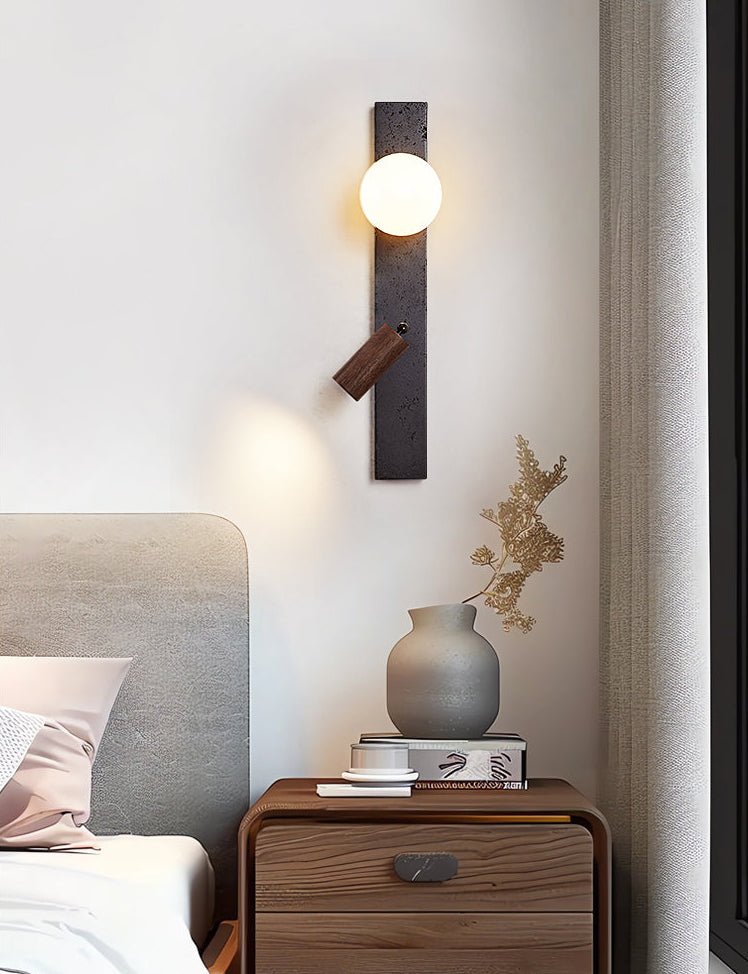 Zora Pivot Black Travertine Wall Lamp-Neutral Decor