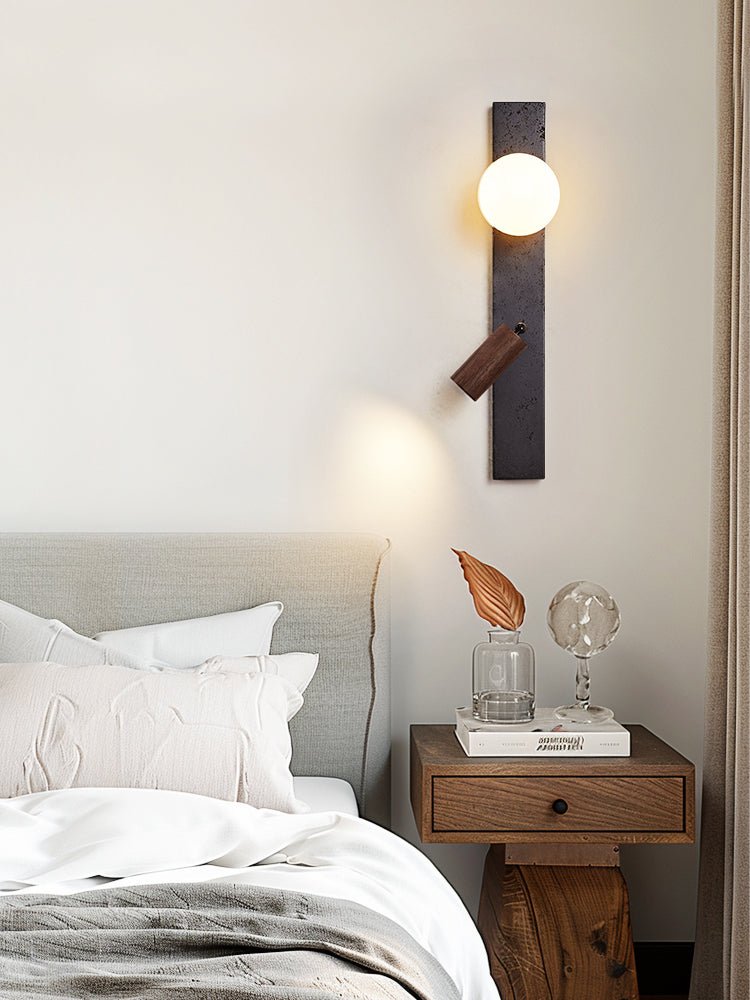 Zora Pivot Black Travertine Wall Lamp-Neutral Decor