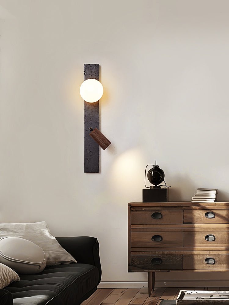 Zora Pivot Black Travertine Wall Lamp-Neutral Decor