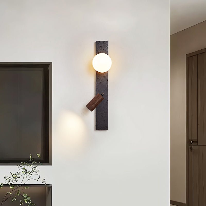 Zora Pivot Black Travertine Wall Lamp-Neutral Decor