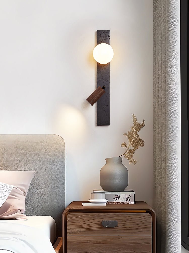 Zora Pivot Black Travertine Wall Lamp-Neutral Decor