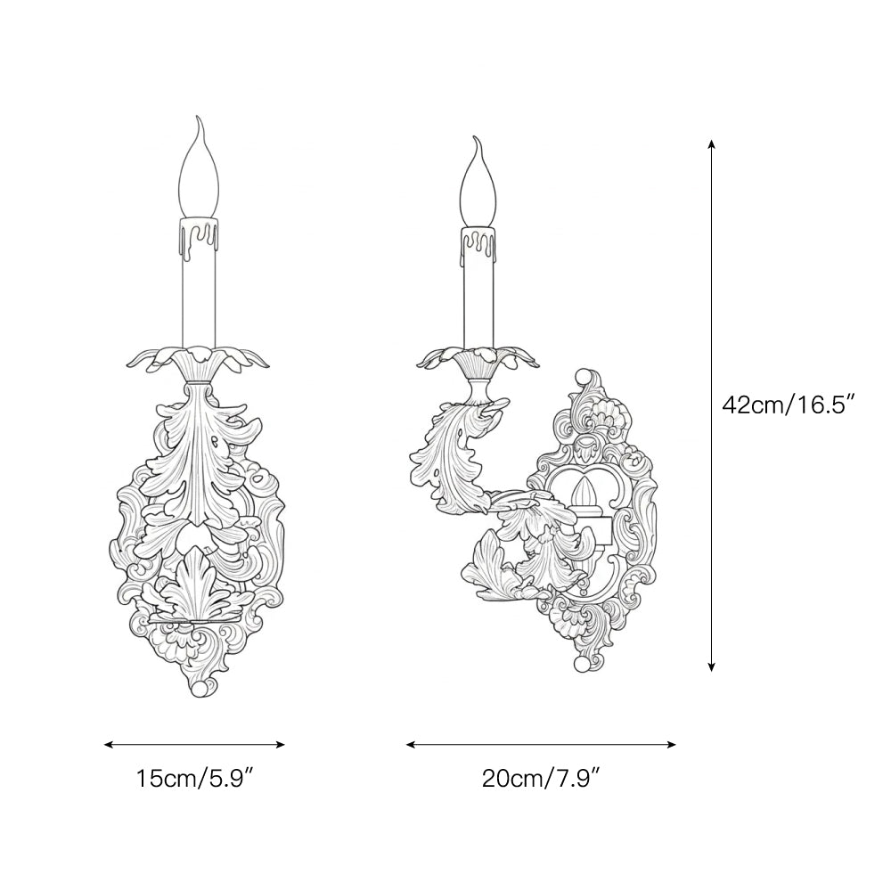 Side profile of the Adriana Baroque Wall Lamp showcasing its dimensions.