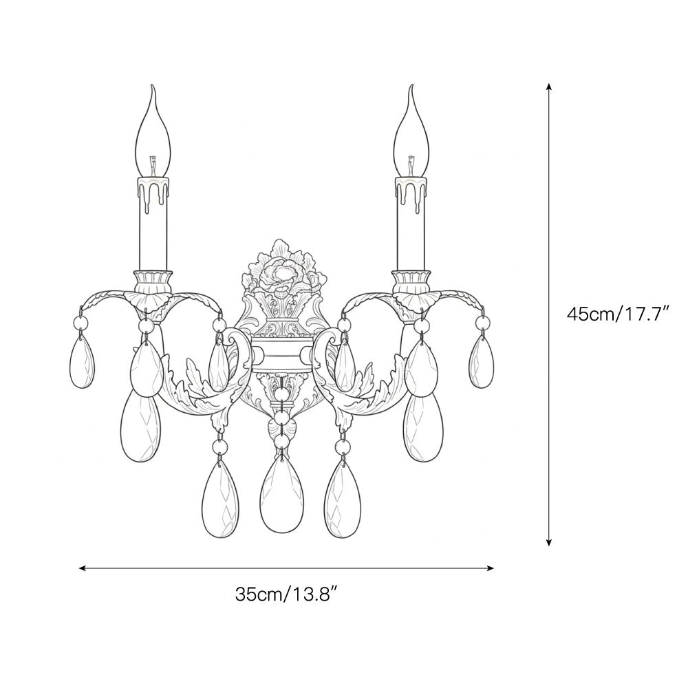 Front view of the two-head Adriana Brass Wall Lamp.
