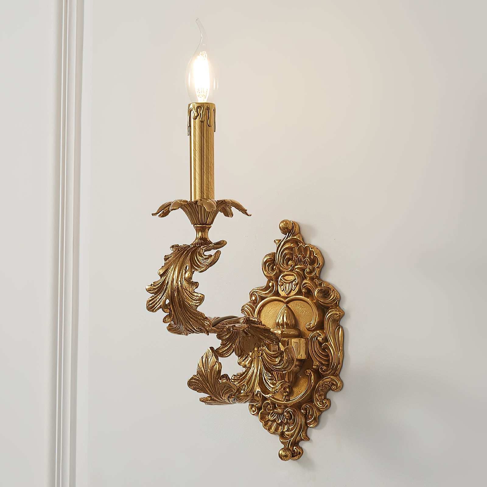 The lamp shown with a candelabra bulb to illustrate scale.
