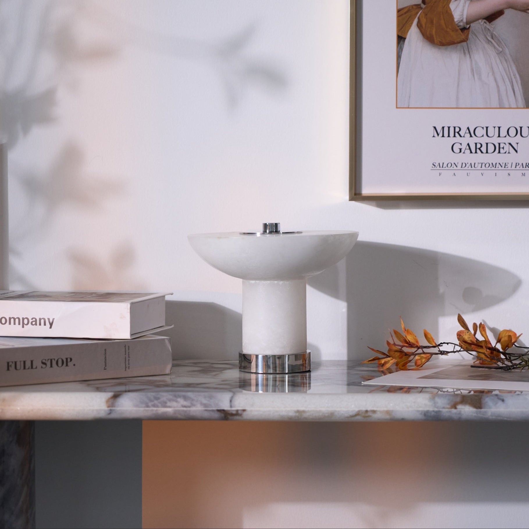 Eurnoran Mushroom Shaped Alabaster Table Lamp-Neutral Decor