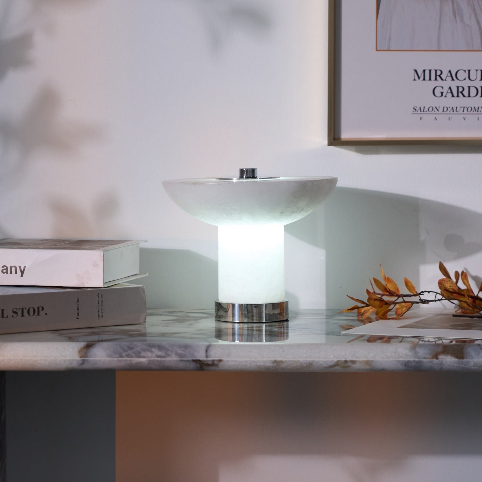 Eurnoran Mushroom Shaped Alabaster Table Lamp-Neutral Decor