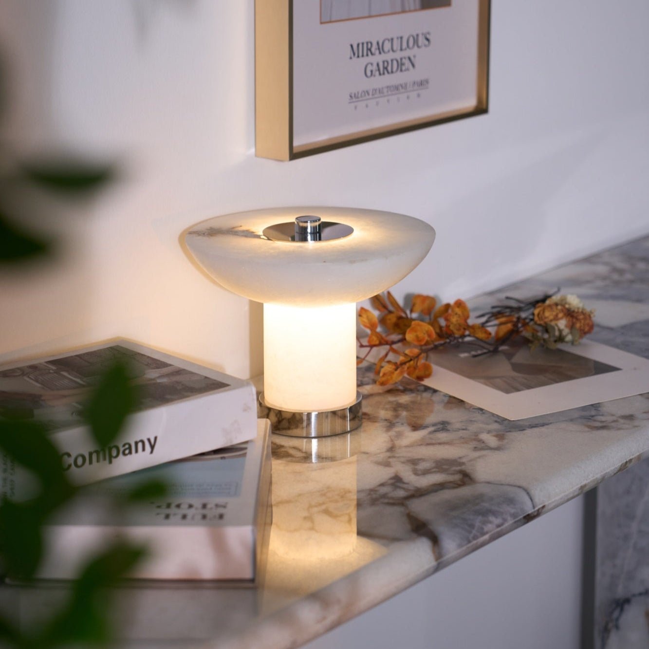 Eurnoran Mushroom Shaped Alabaster Table Lamp-Neutral Decor