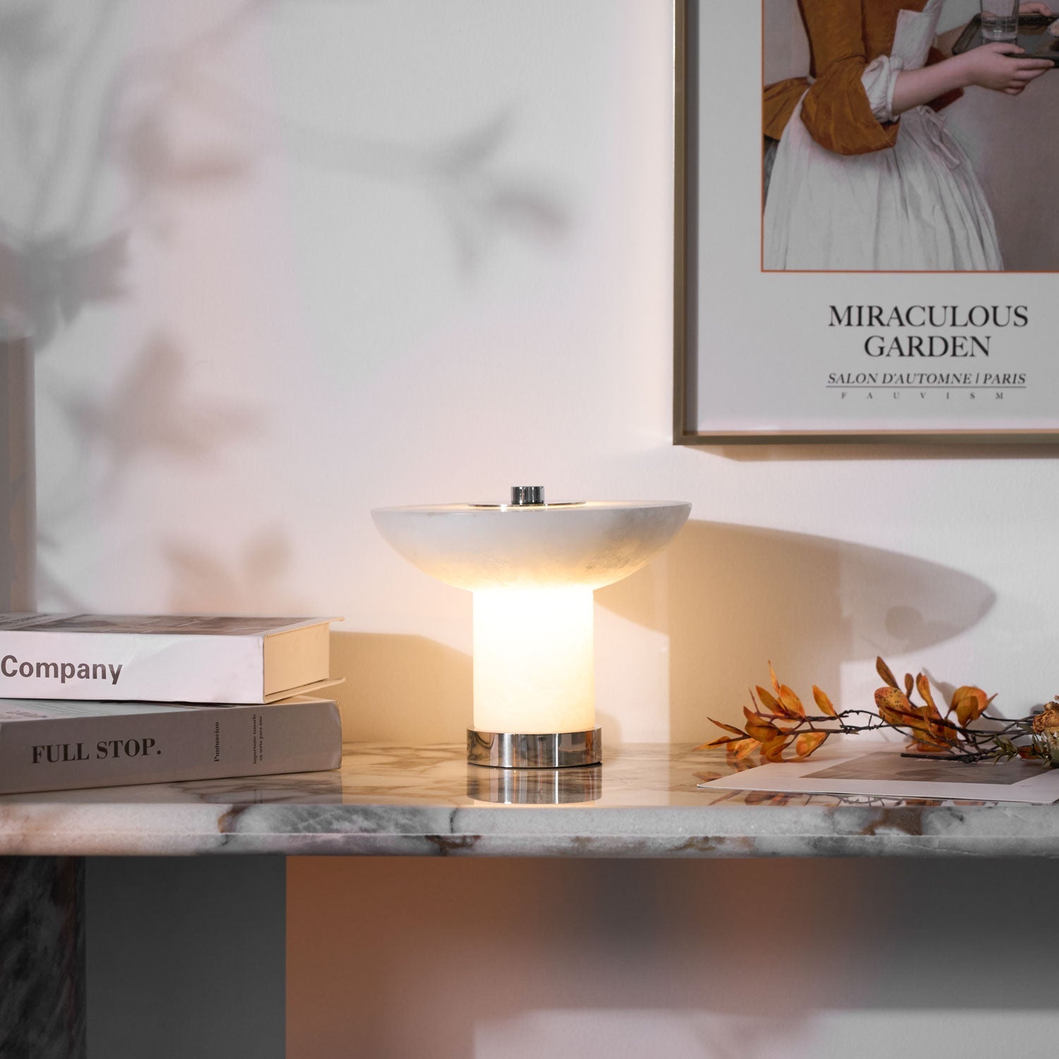 Eurnoran Mushroom Shaped Alabaster Table Lamp-Neutral Decor