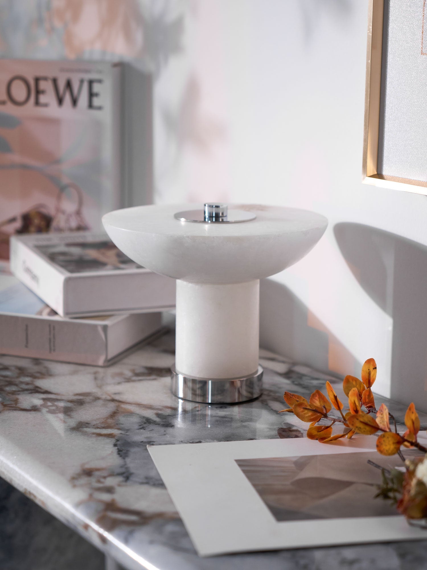 Eurnoran Mushroom Shaped Alabaster Table Lamp-Neutral Decor
