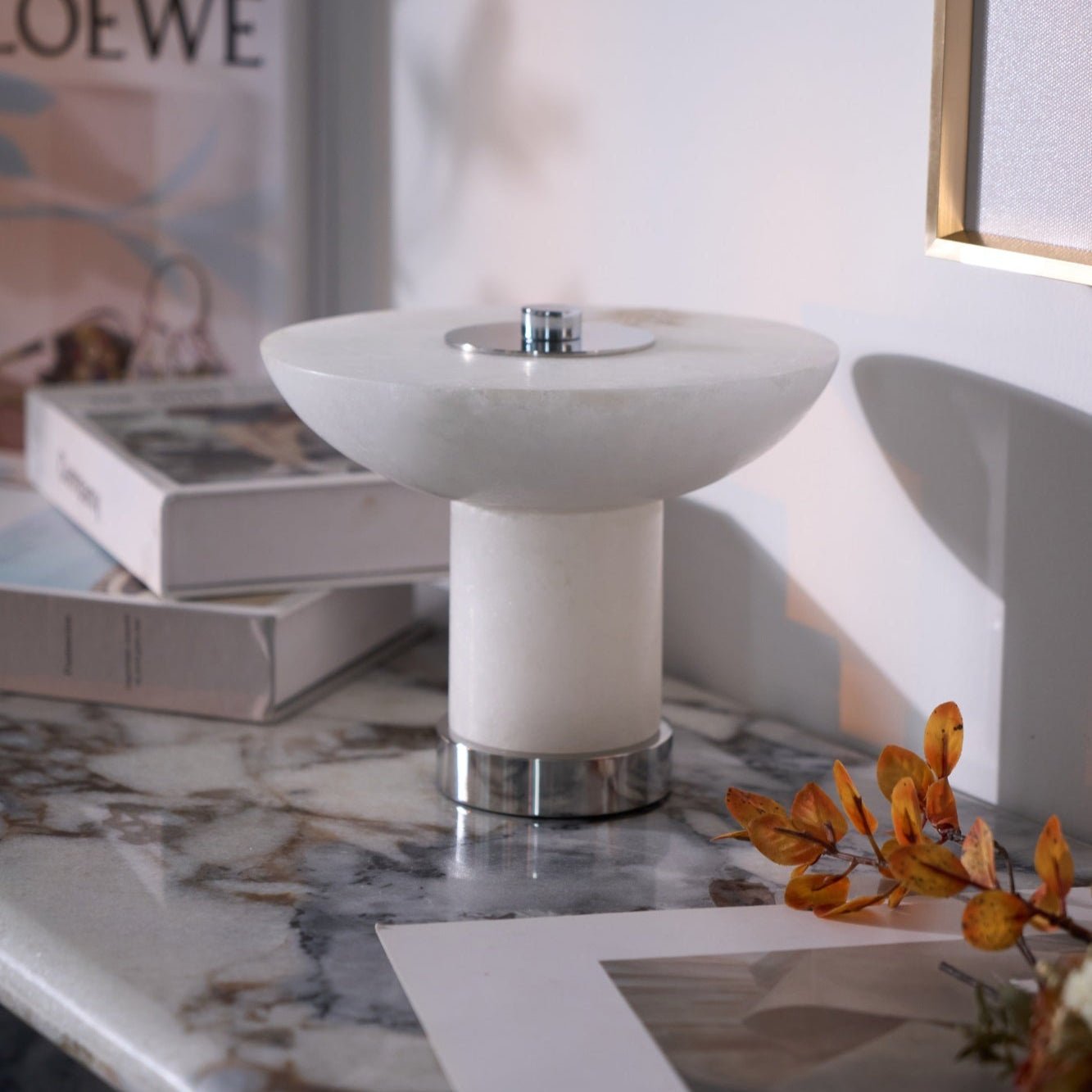 Eurnoran Mushroom Shaped Alabaster Table Lamp-Neutral Decor
