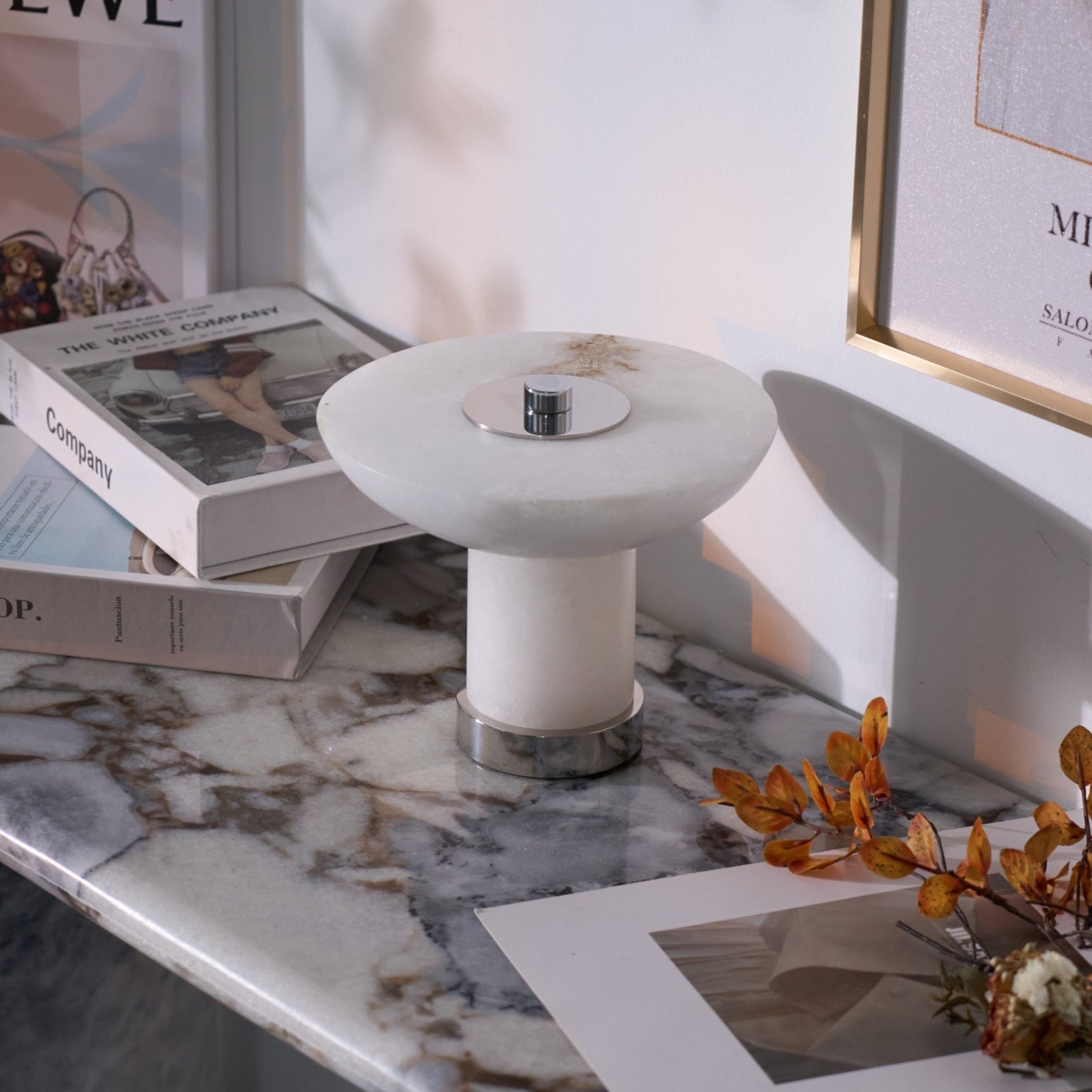 Eurnoran Mushroom Shaped Alabaster Table Lamp-Neutral Decor