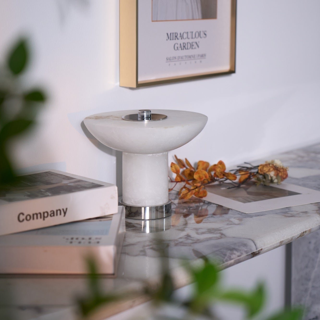 Eurnoran Mushroom Shaped Alabaster Table Lamp-Neutral Decor