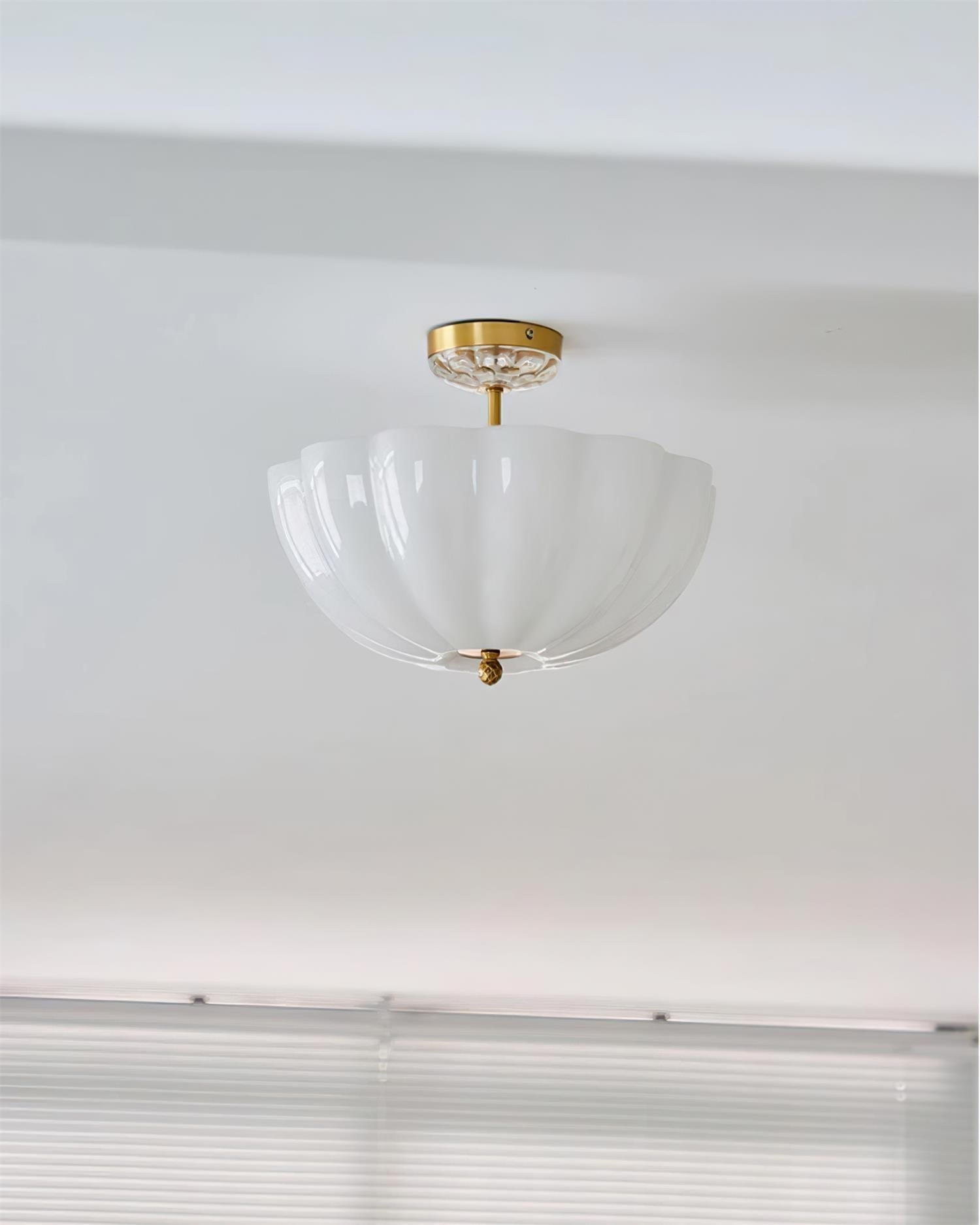 Cava Ceiling Light Brass and Glass with Elegant Petal Silhouette Modern-Neutral Decor