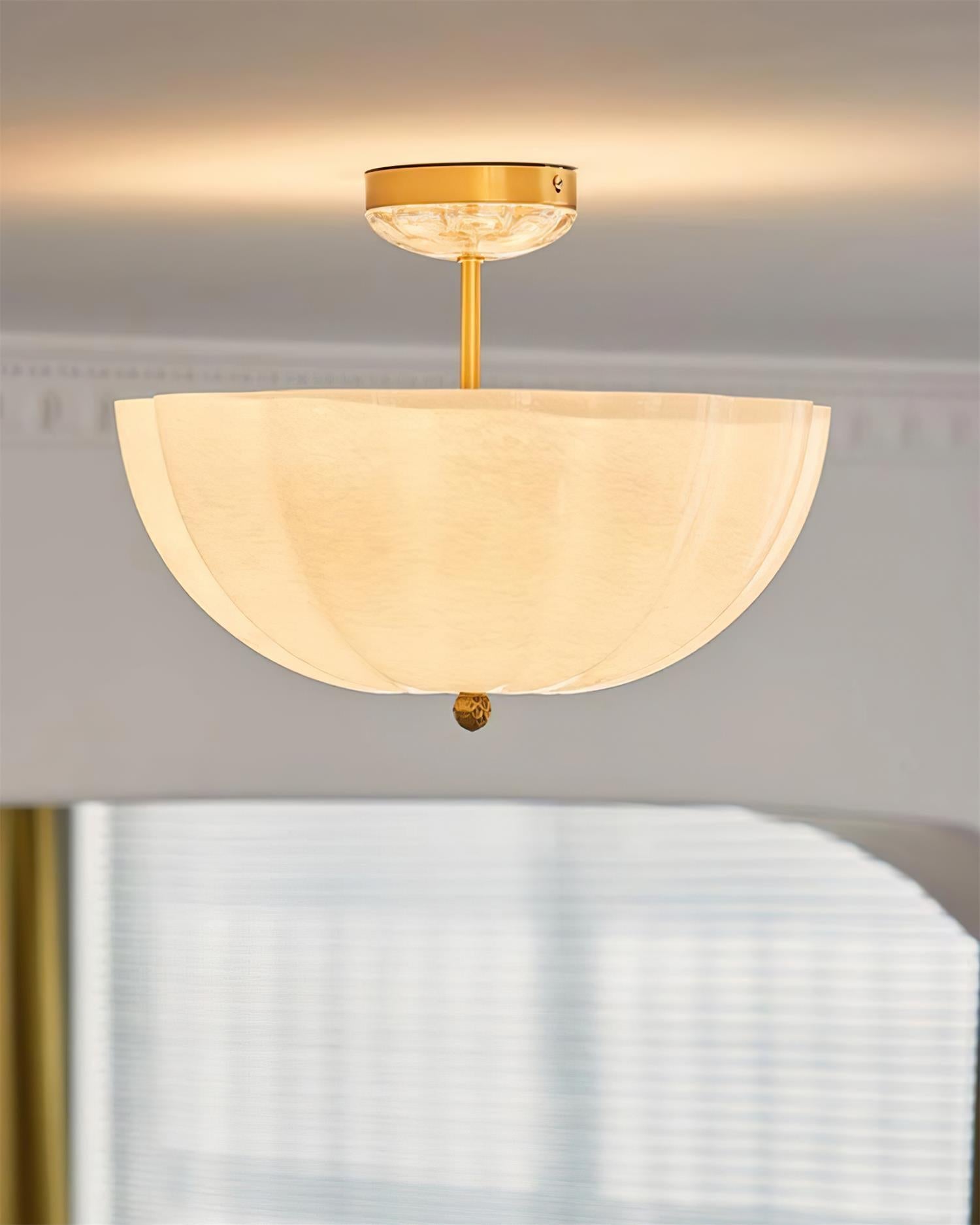 Cava Ceiling Light Brass and Glass with Elegant Petal Silhouette Modern-Neutral Decor