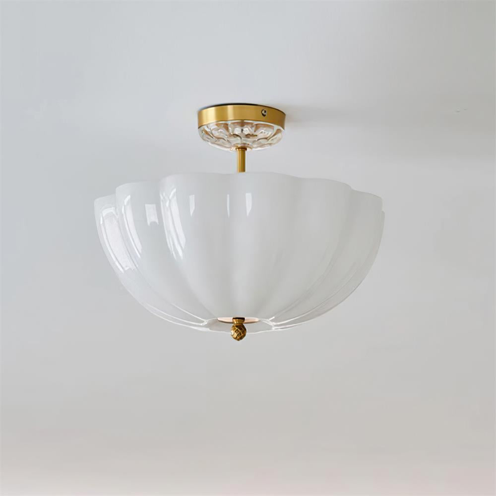 Cava Ceiling Light Brass and Glass with Elegant Petal Silhouette Modern-Neutral Decor