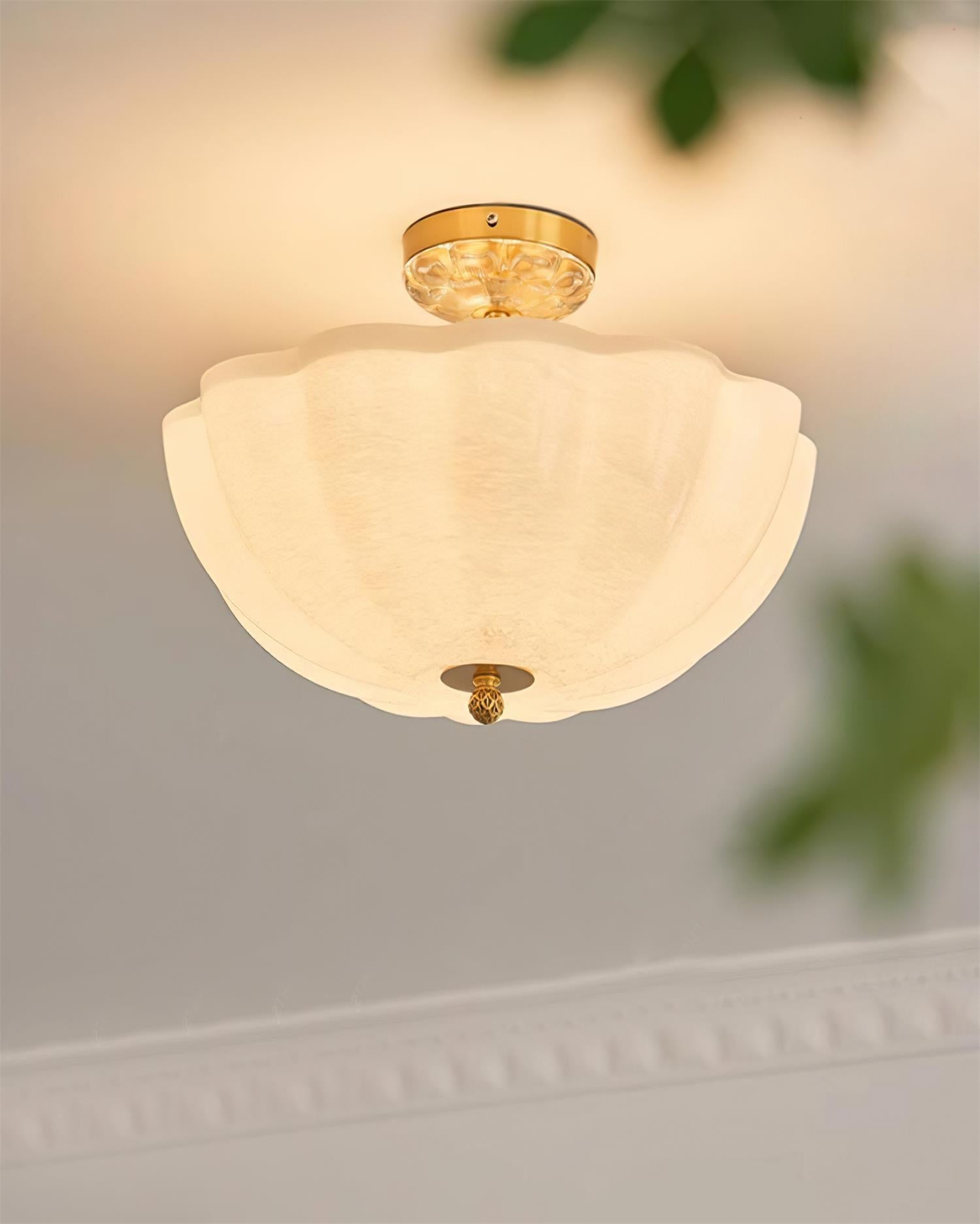 Cava Ceiling Light Brass and Glass with Elegant Petal Silhouette Modern-Neutral Decor