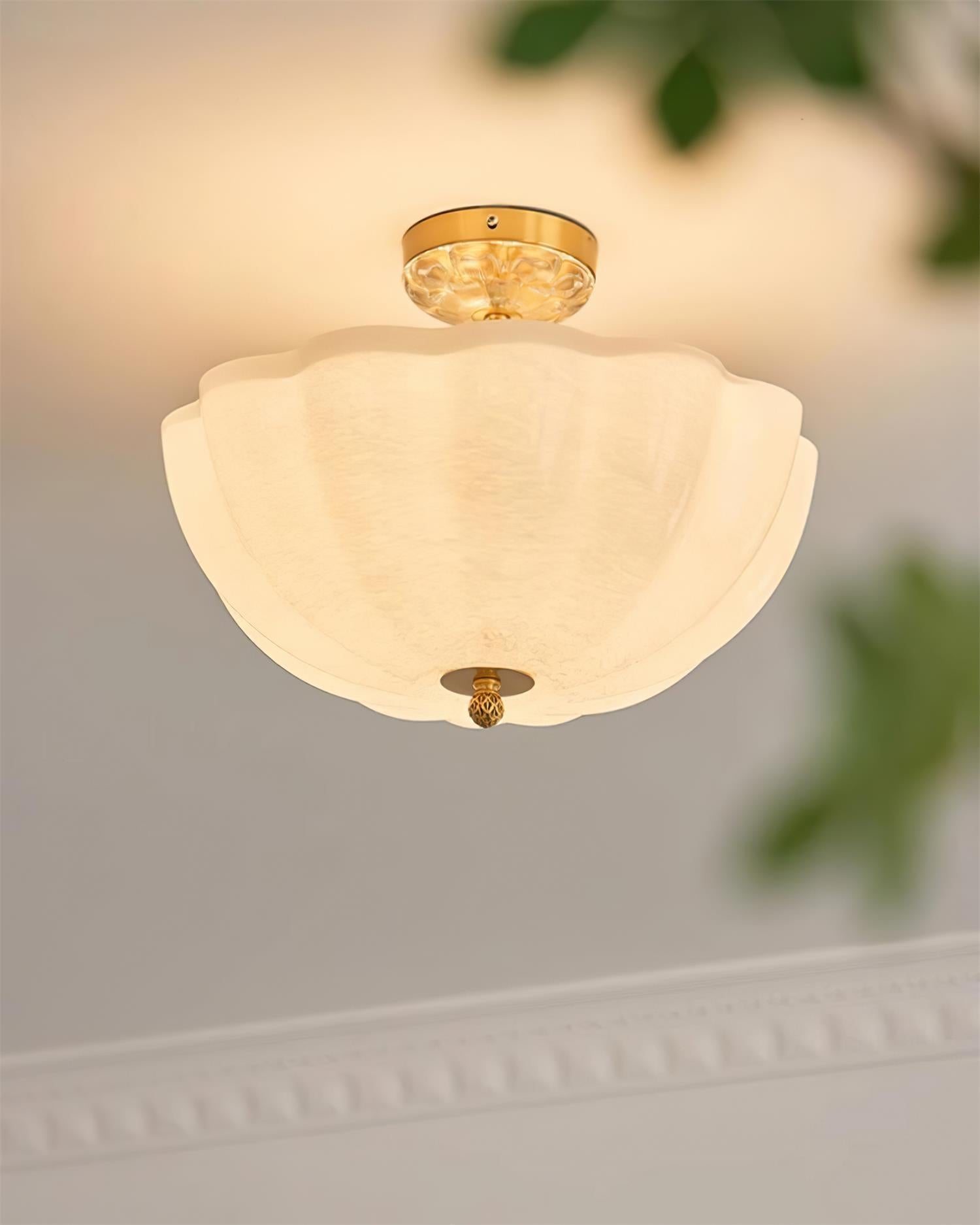 Cava Ceiling Light Brass and Glass with Elegant Petal Silhouette Modern-Neutral Decor