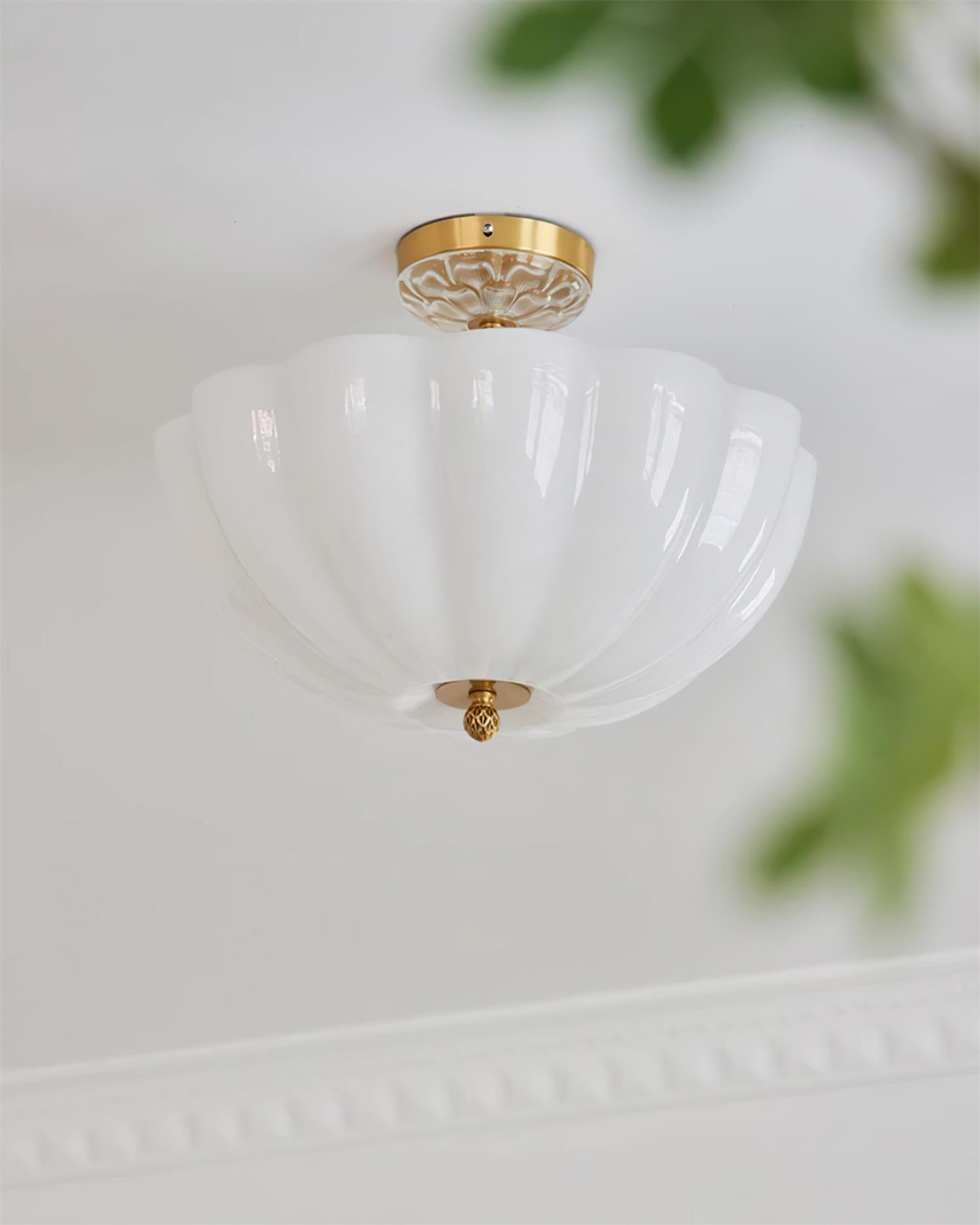 Cava Ceiling Light Brass and Glass with Elegant Petal Silhouette Modern-Neutral Decor