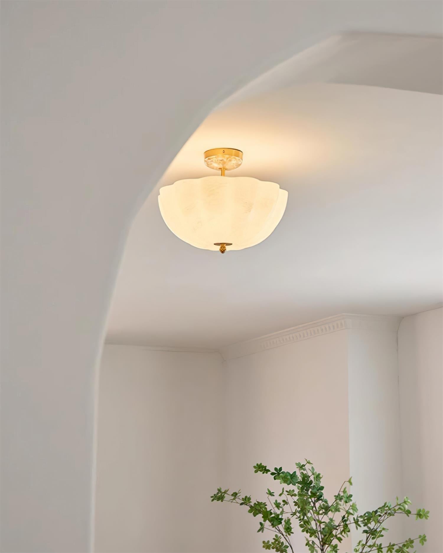 Cava Ceiling Light Brass and Glass with Elegant Petal Silhouette Modern-Neutral Decor