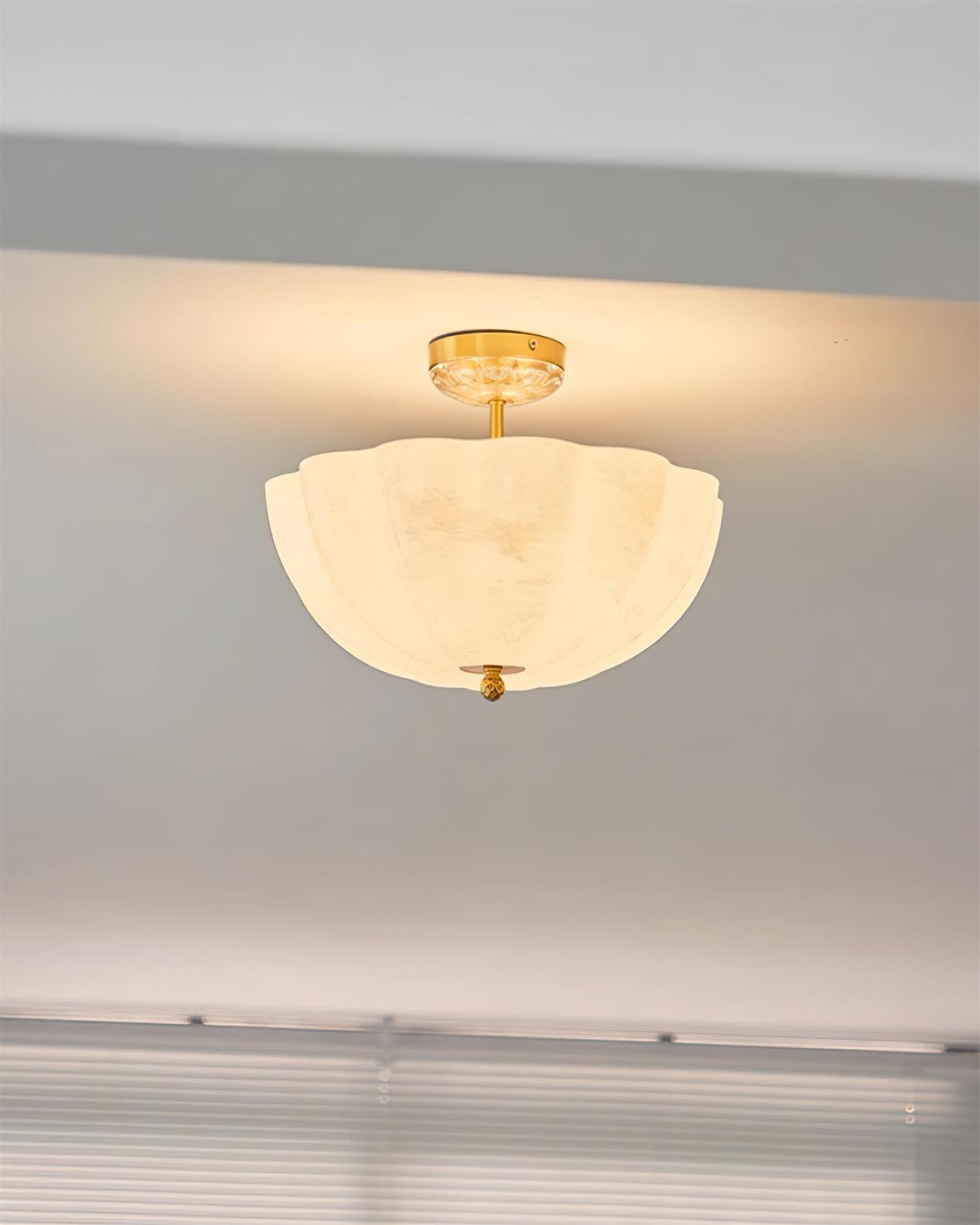 Cava Ceiling Light Brass and Glass with Elegant Petal Silhouette Modern-Neutral Decor
