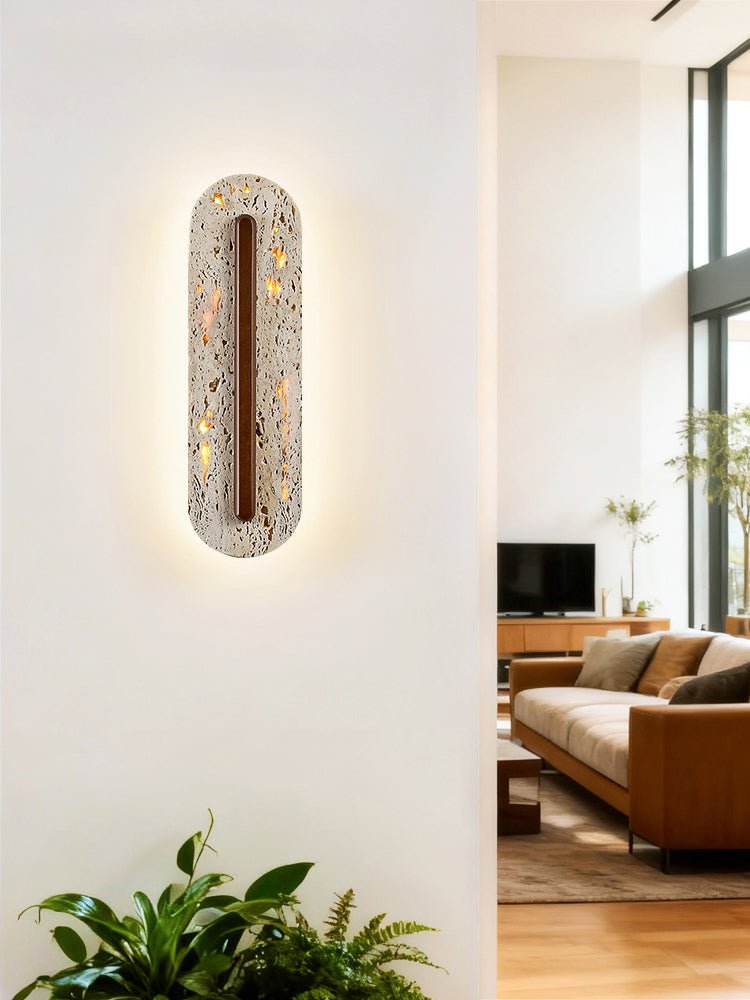 Cato Bellamont Minimalist Beige Travertine Wall Lamp-Neutral Decor