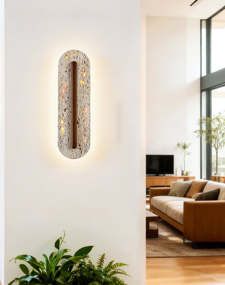 Cato Bellamont Minimalist Beige Travertine Wall Lamp-Neutral Decor