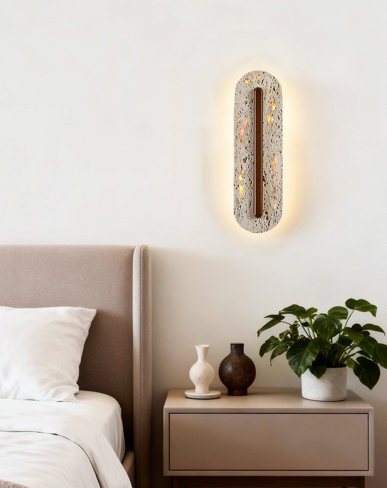 Cato Bellamont Minimalist Beige Travertine Wall Lamp-Neutral Decor