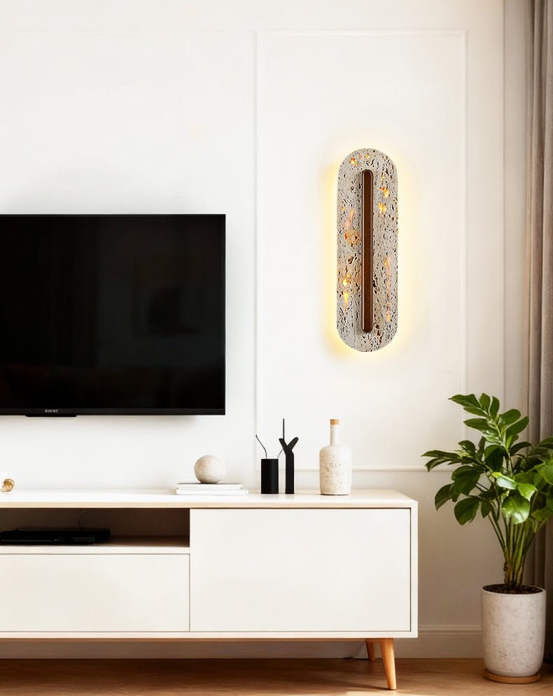 Cato Bellamont Minimalist Beige Travertine Wall Lamp-Neutral Decor