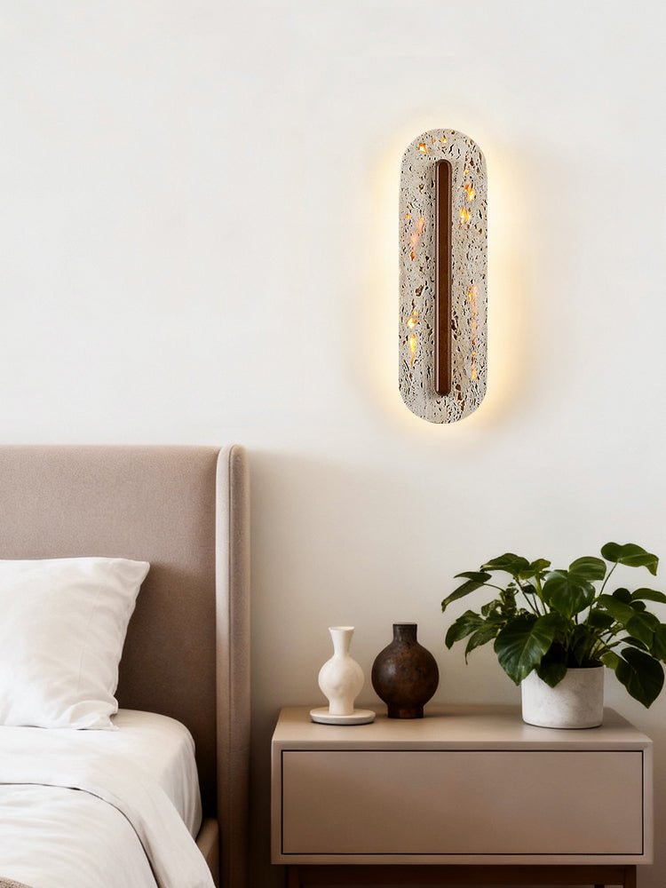 Cato Bellamont Minimalist Beige Travertine Wall Lamp-Neutral Decor