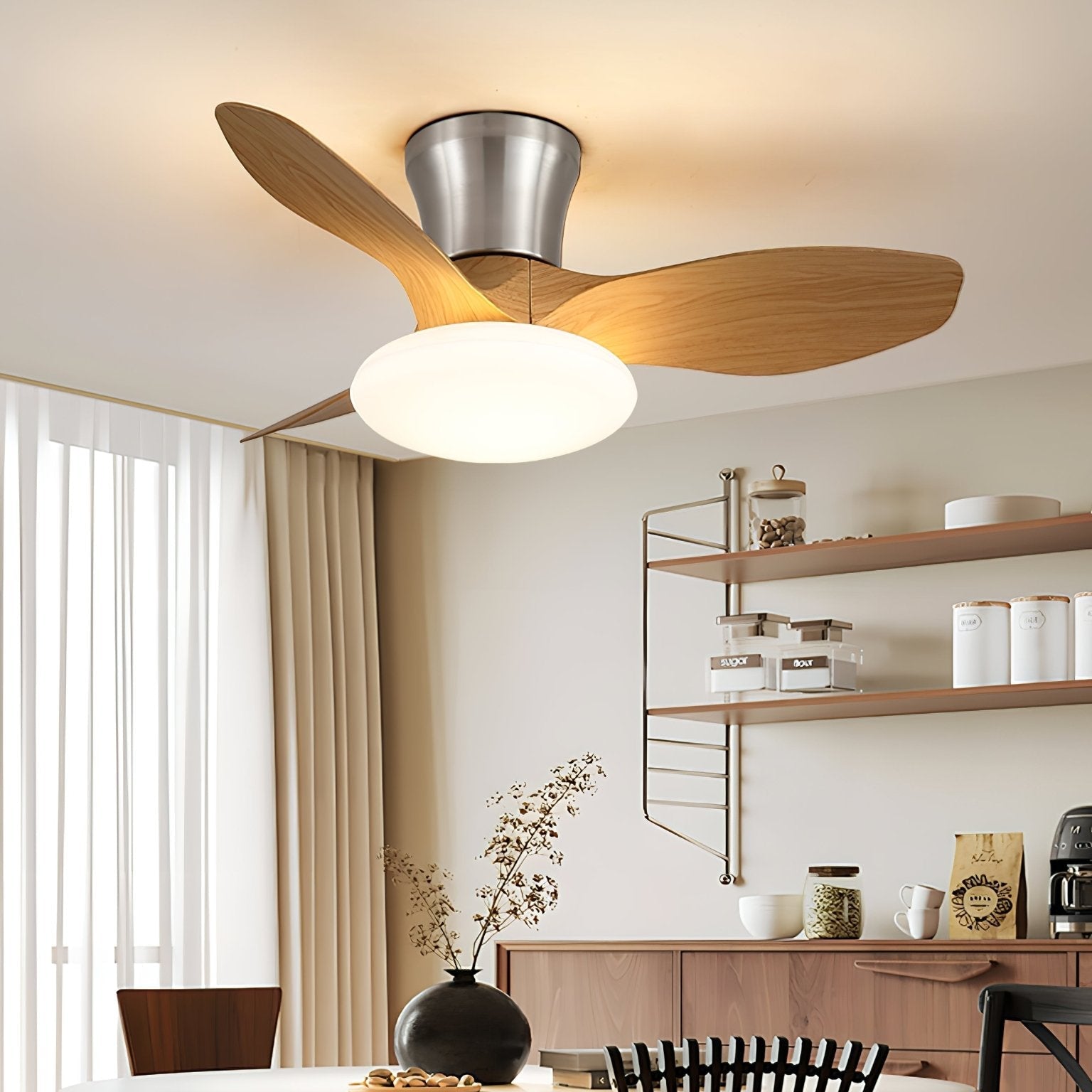 Velora Modern Wood Ceiling Fan Light-Neutral Decor
