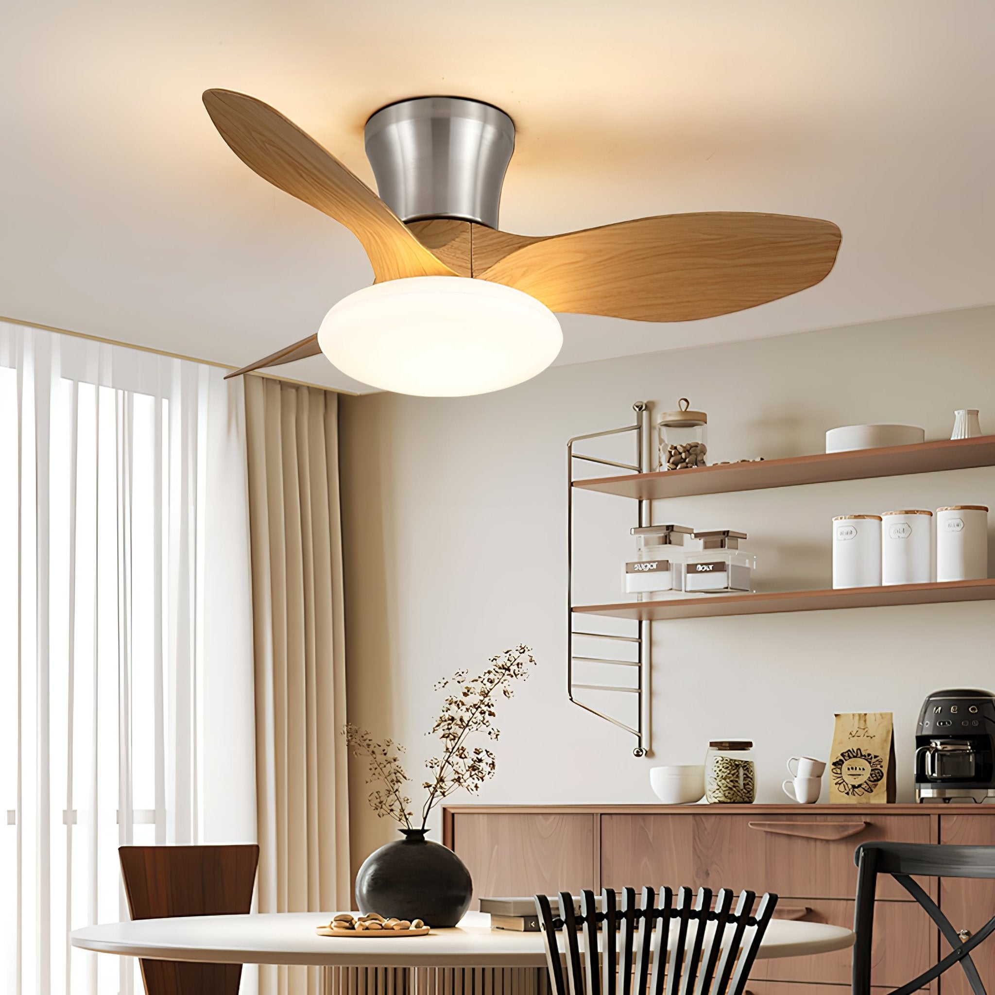Velora Modern Wood Ceiling Fan Light-Neutral Decor