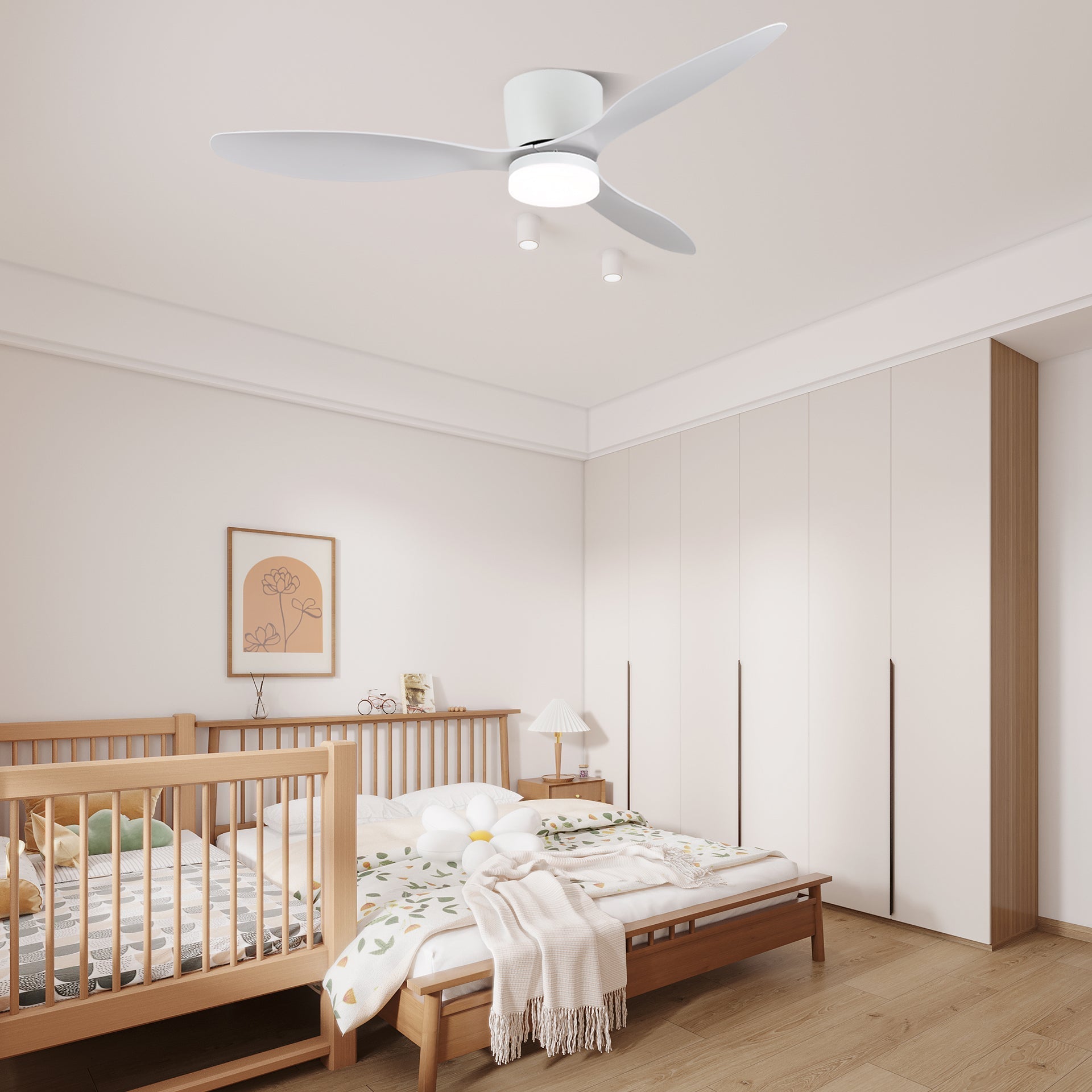 Brinor Minimalist Wood Ceiling Fan Light-Neutral Decor