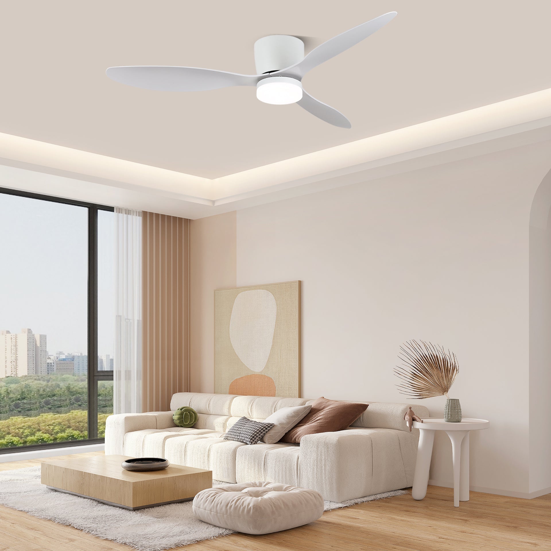 Brinor Minimalist Wood Ceiling Fan Light-Neutral Decor
