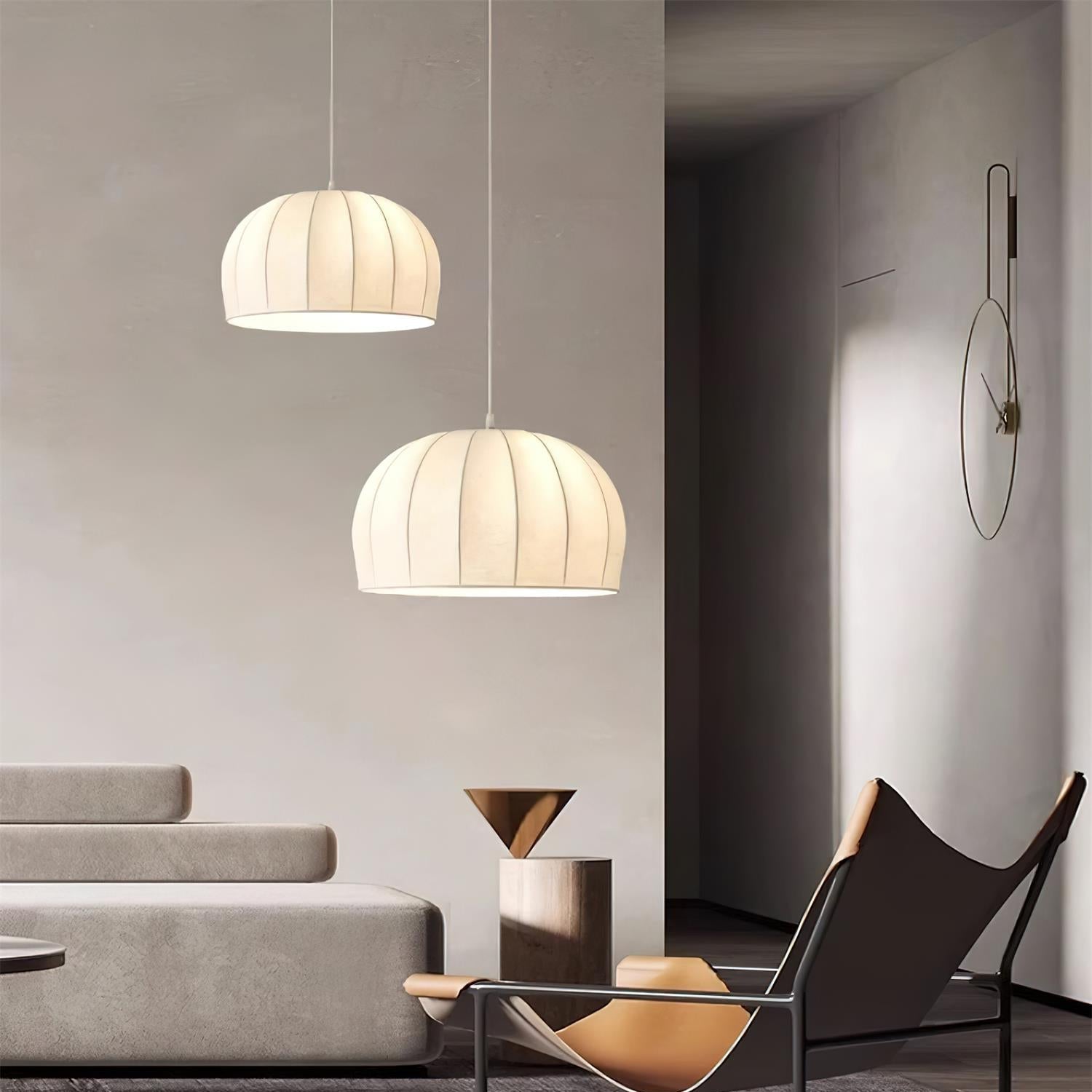 Nova White Fabric Dome  Pendant Light