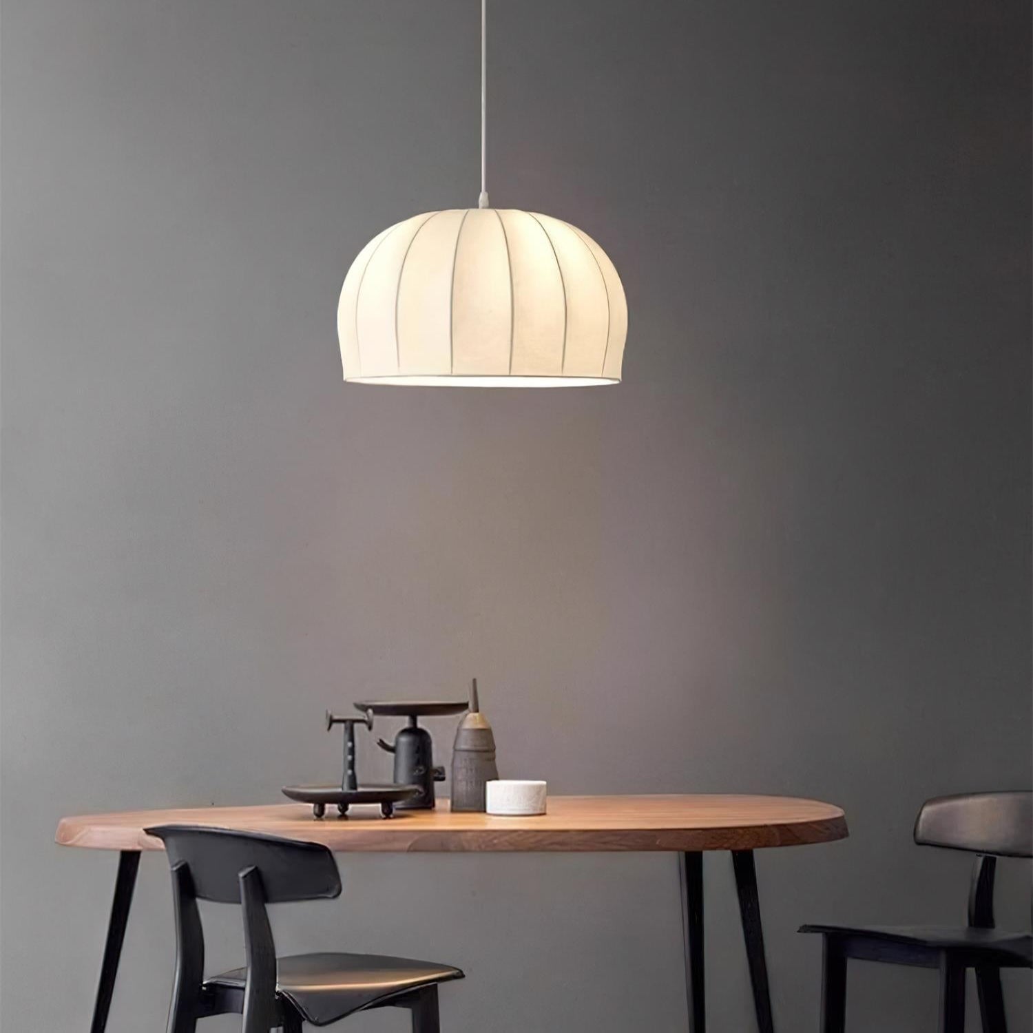 Nova White Fabric Dome  Pendant Light