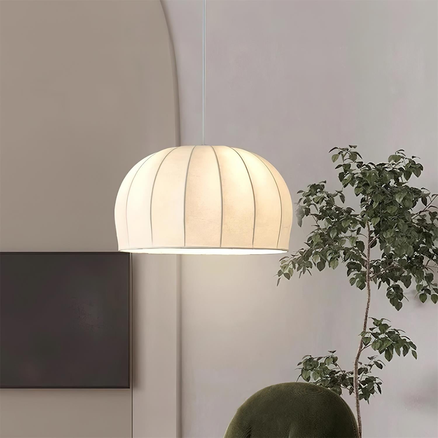 Nova White Fabric Dome  Pendant Light