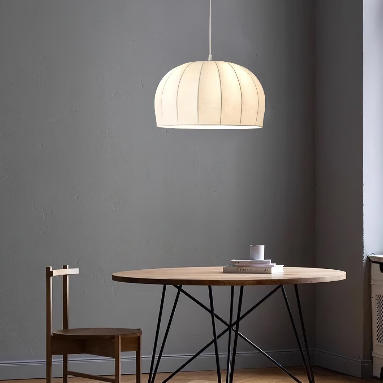 Nova White Fabric Dome  Pendant Light