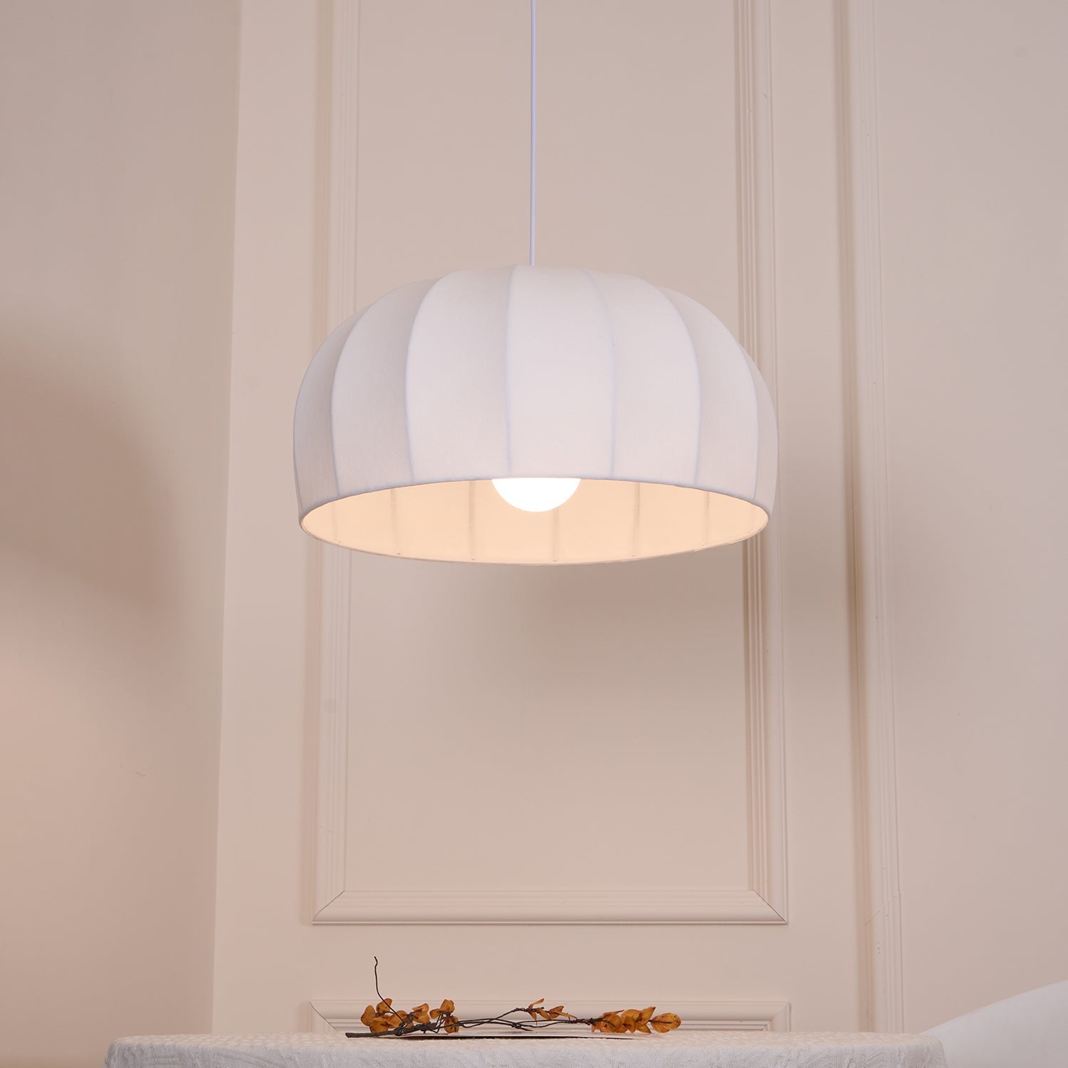 Nova White Fabric Dome  Pendant Light