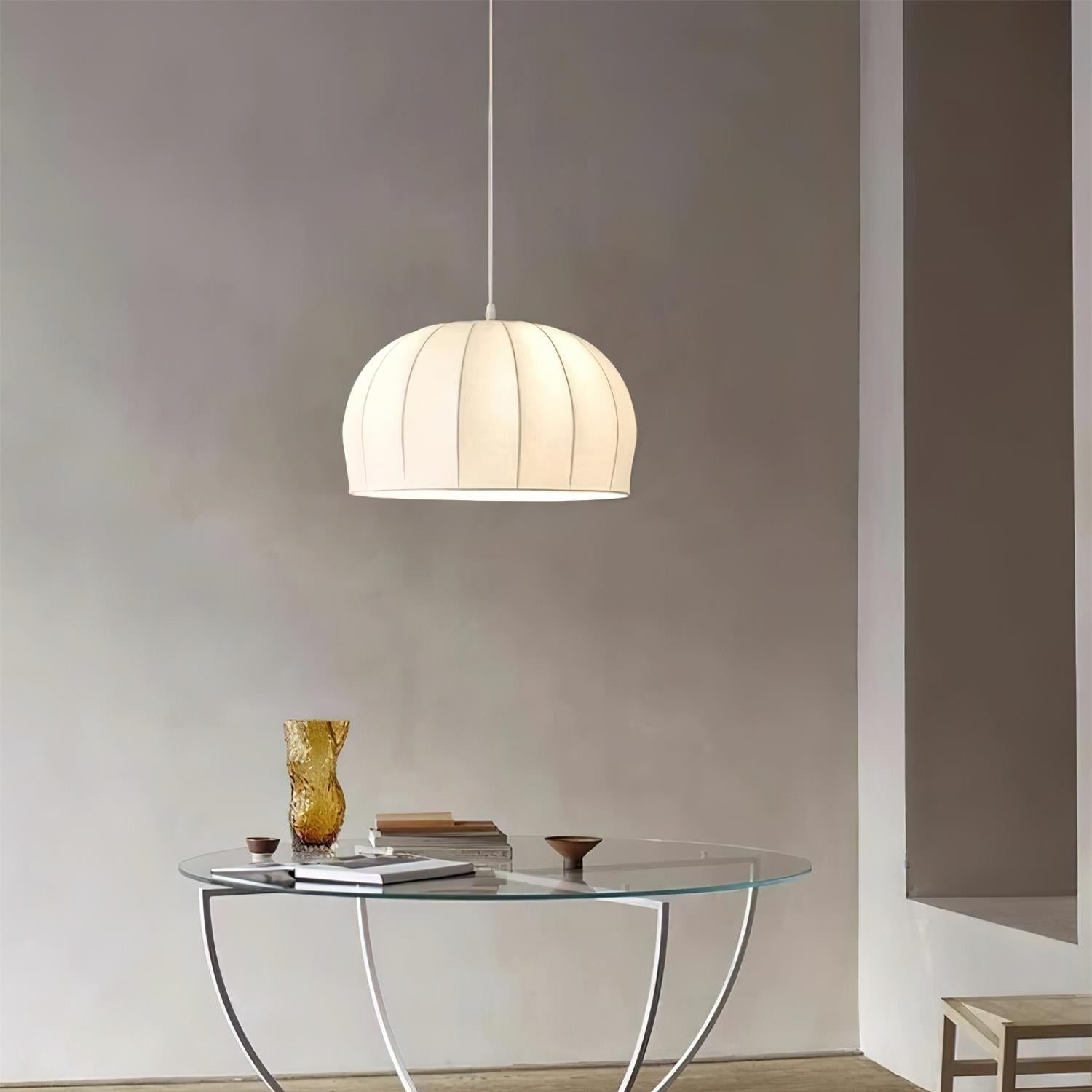 Nova White Fabric Dome  Pendant Light
