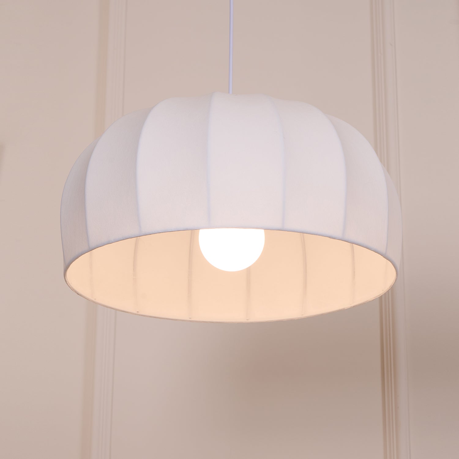 Nova White Fabric Dome  Pendant Light