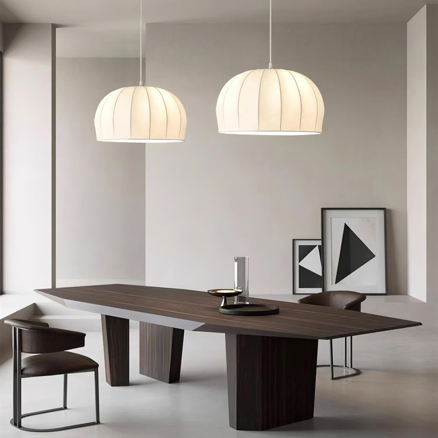Nova White Fabric Dome  Pendant Light
